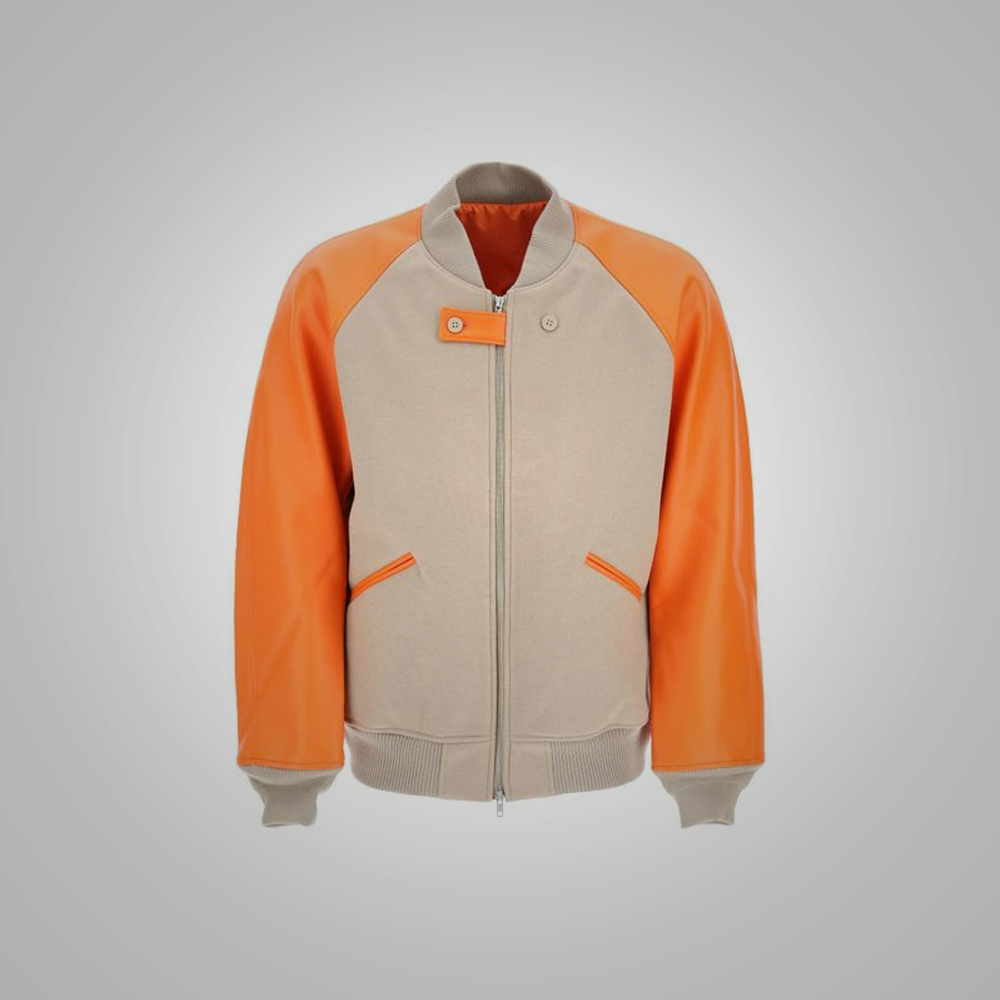 New style Orange Classic Varsity Jacket For Men