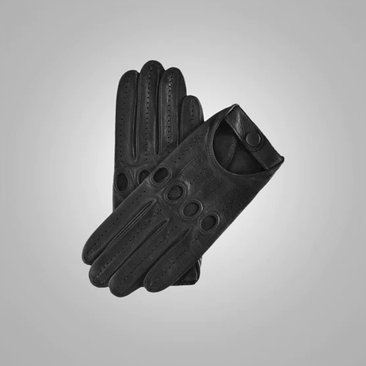 New Mens Leather Comfortable Sheepskin Black Soft FaleibleLeather Driving Gloves