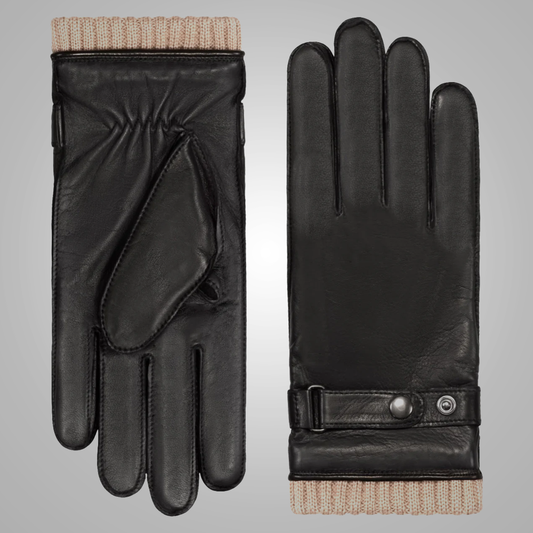 New Men Sheepskin Leather Gloves With Cashmere Lining & Touchscreen
