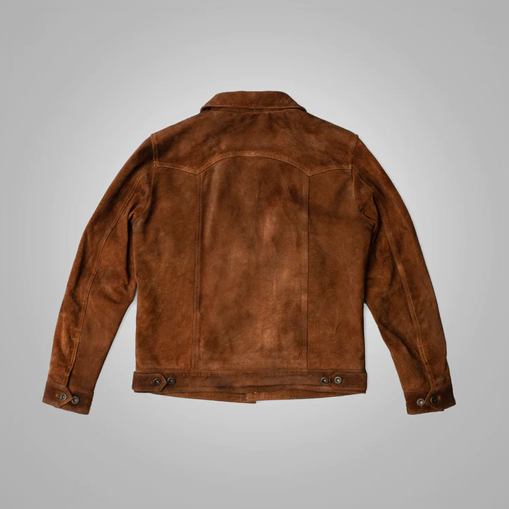 New Men Style Fringes Western Suede Leather Jacket With Chocolate Brown