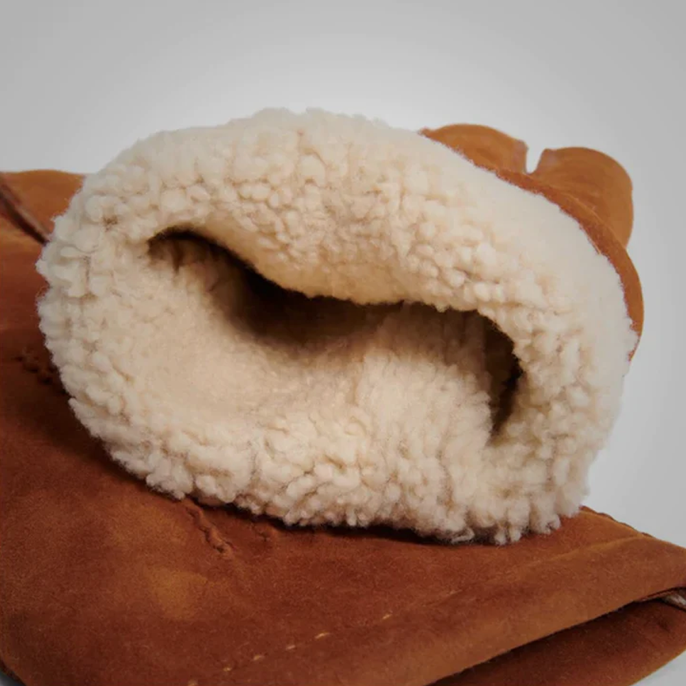 New Brown Sheepskin American Genuine Shearling Winter Leather Gloves For Men