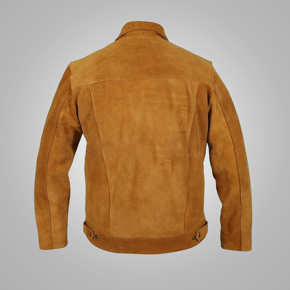 New Mens Western Tan Suede Genuine Leather Jacket