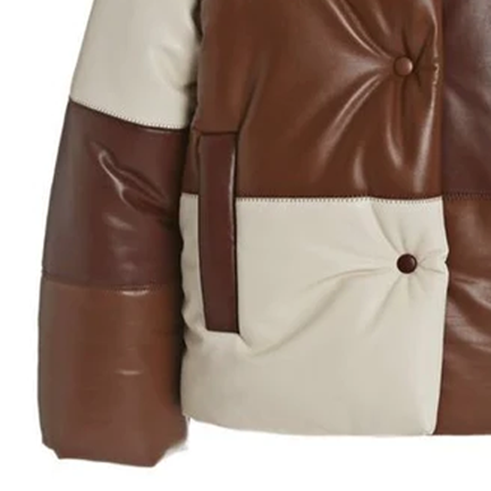 New Men Lamb Brown Style Leather Puffer Jacket