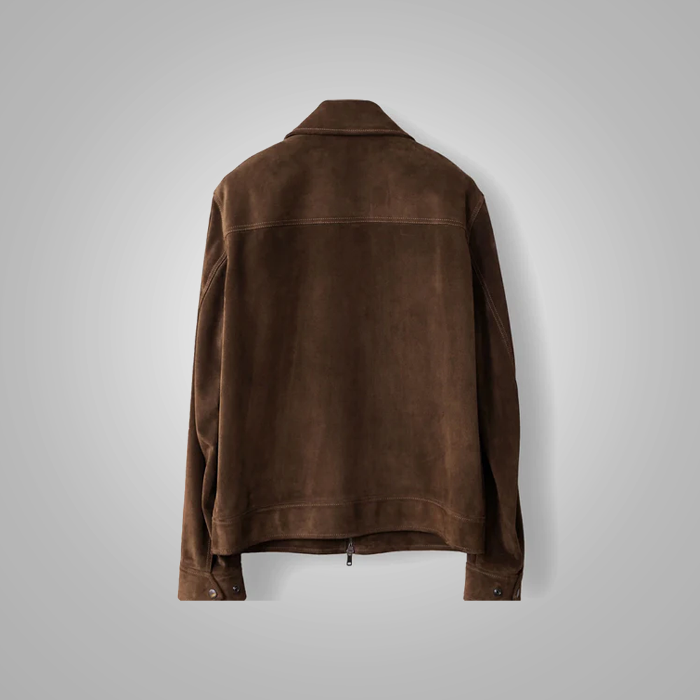 New Tan Brown Men's Suede Sheepskin Genuine Leather Bomber Biker Jacket