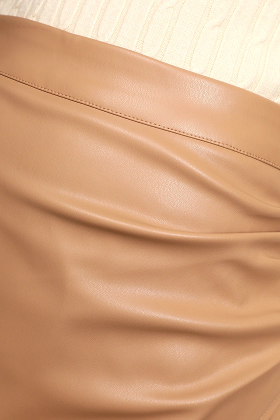 New Women beige Lambskin Shearling Handmade Leather Skirt