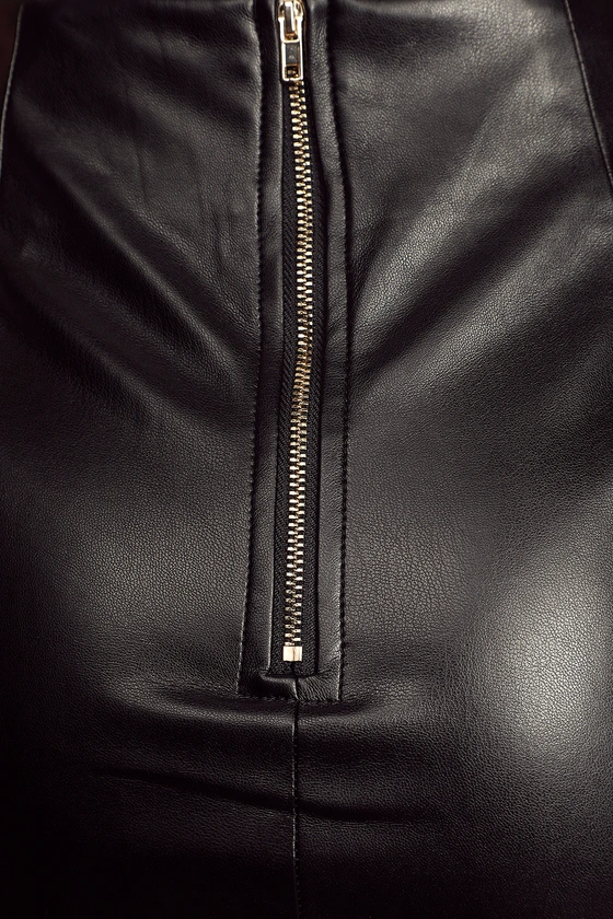 New Black Handmade Sheepskin Shearling Leather Skirt For Women