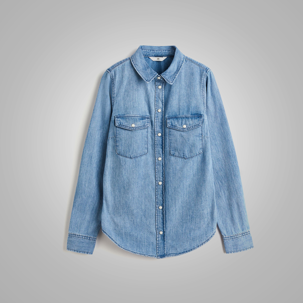 New Women Denim Shirts With Darts and a yoke at the Back, long sleeves with buttoned cuffs,