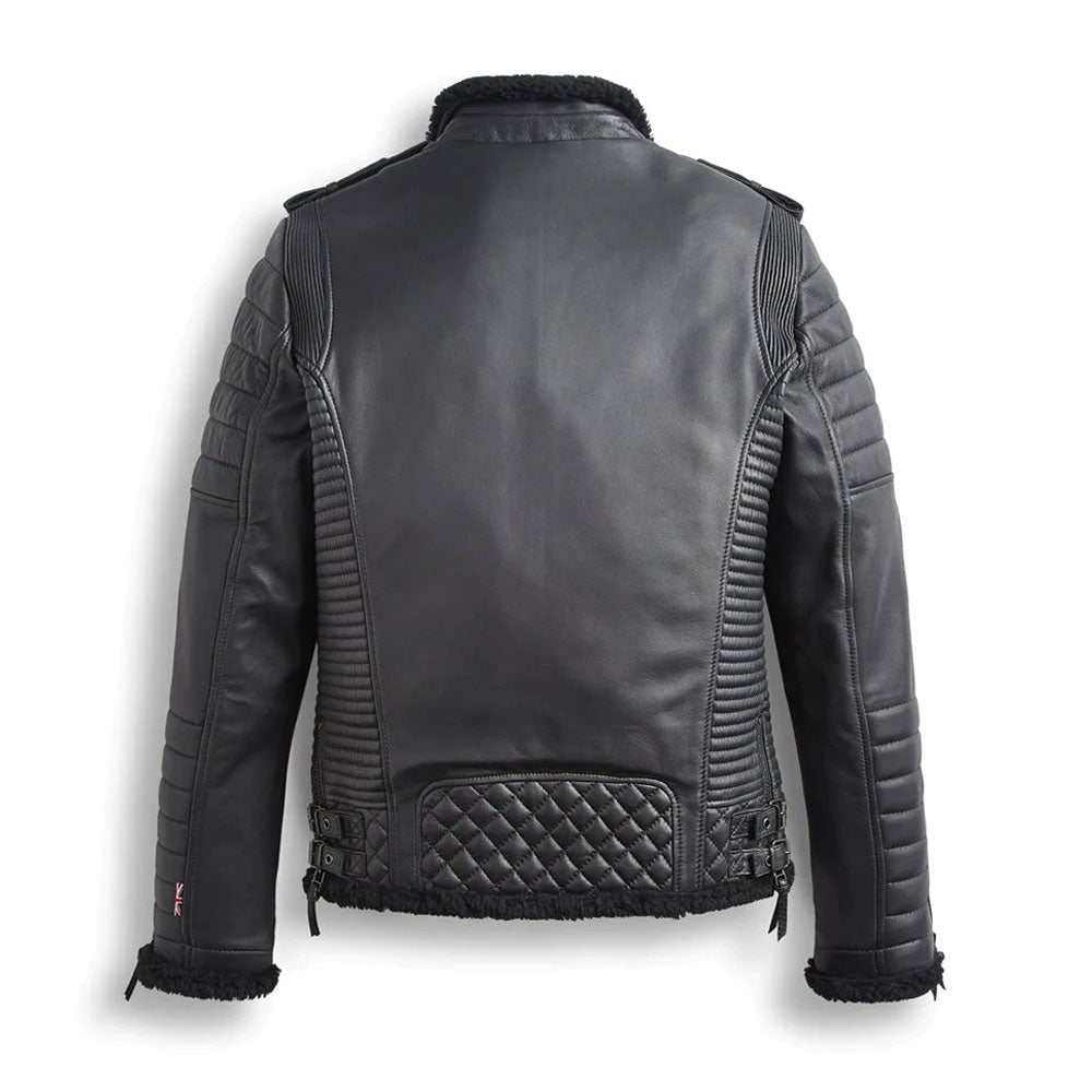 Men Real Motorcycle Shearling Leather Moto Jacket