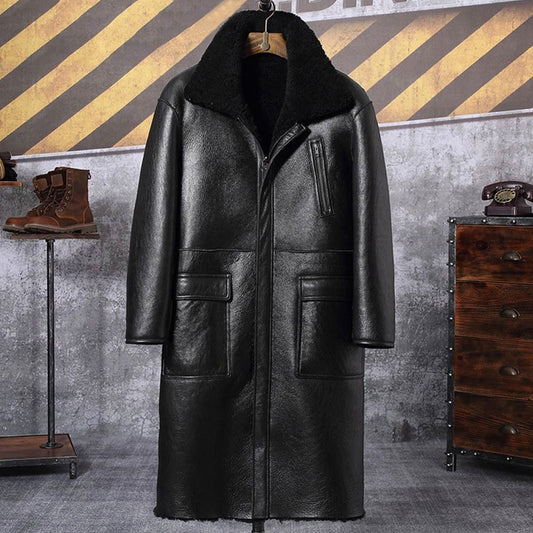 black long shearling coat