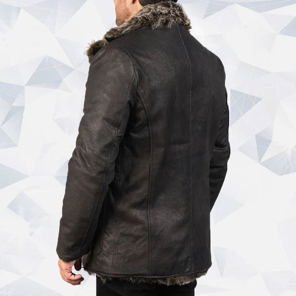 Furlong Black Leather Trench Coat