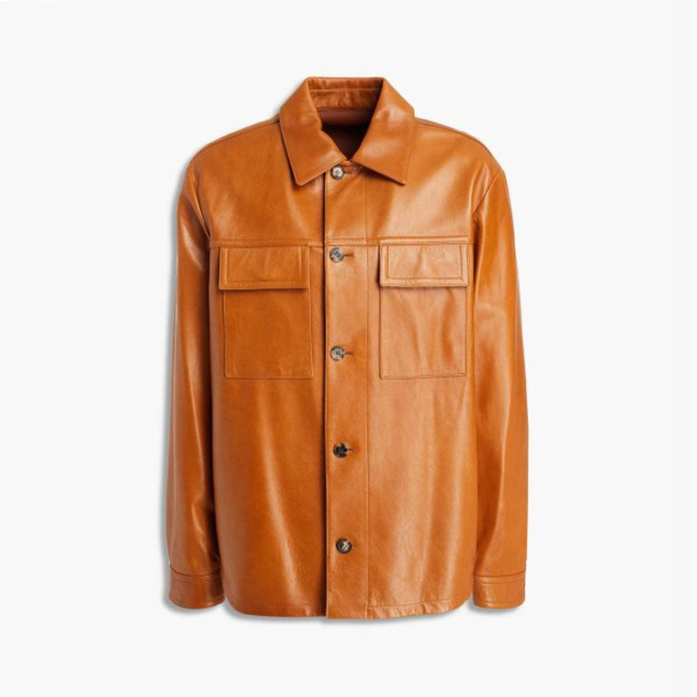 Men's Brown Leather Overshirt
