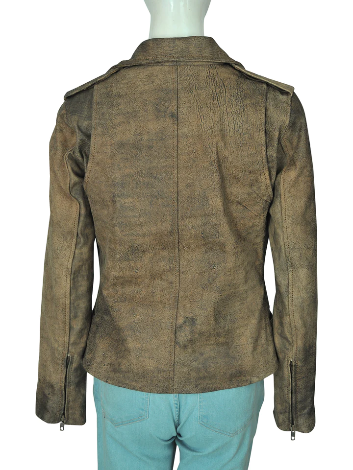 New Men Dirty Brown Genuine Distressed Leather Biker Jacket