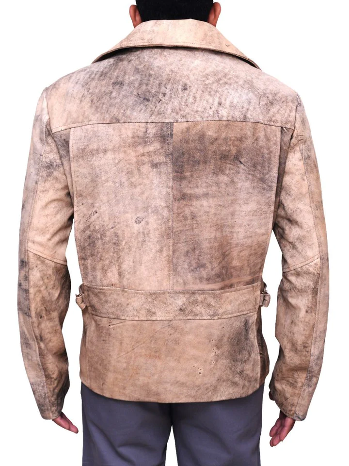 New Men Sheepskin Distressed Motorcycle Leather Biker Jacket