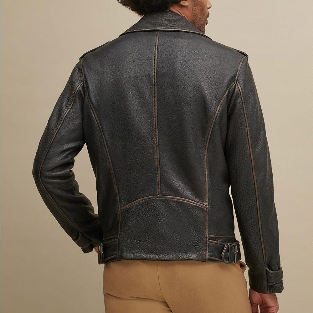 Men's Asymmetrical Leather Biker Jacket