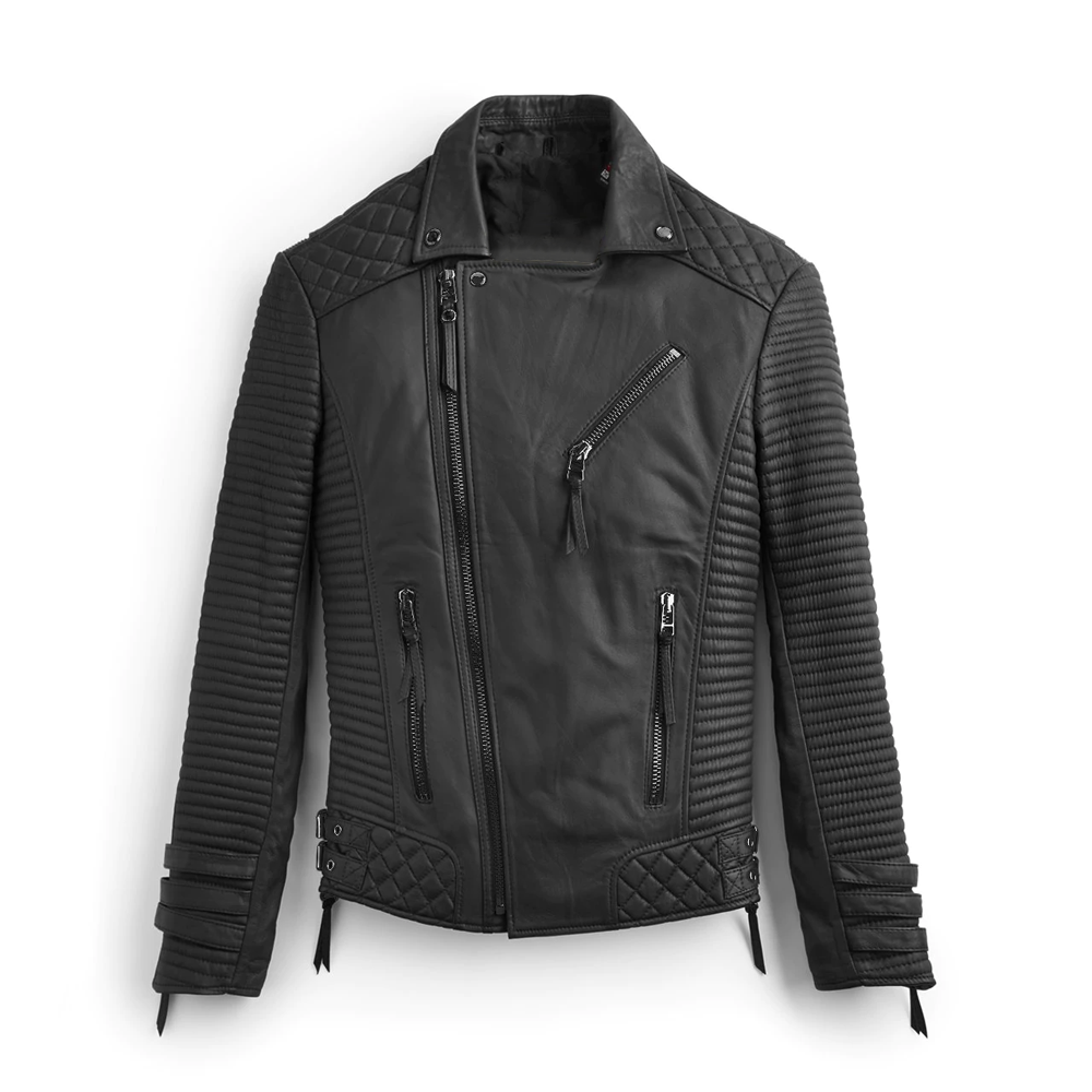 Men Black Leather Motorcycle Jacket