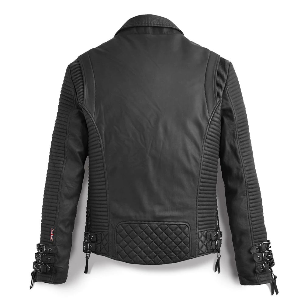 New Men Vintage Black Waxed Biker Leather Motorcycle Jacket