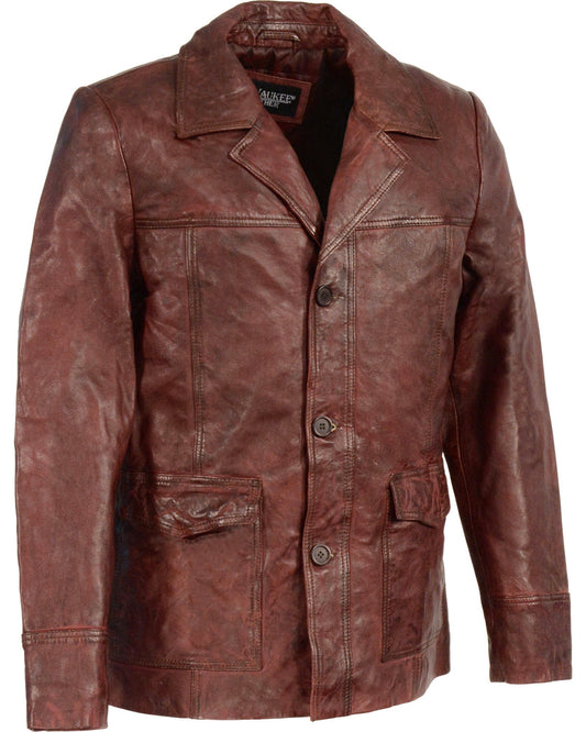 Men's Leather Car Coat Jacket