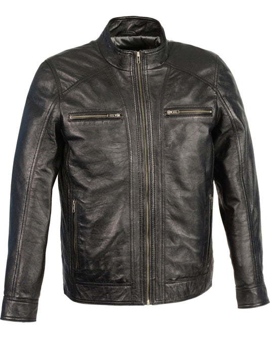 Men's 'Reaper' Matte Black Leather Moto GP Motorcycle Biker Jacket
