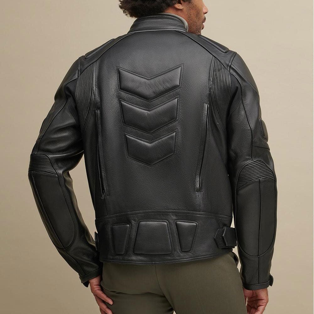 Men Black Leather Performance Rider Biker Jacket