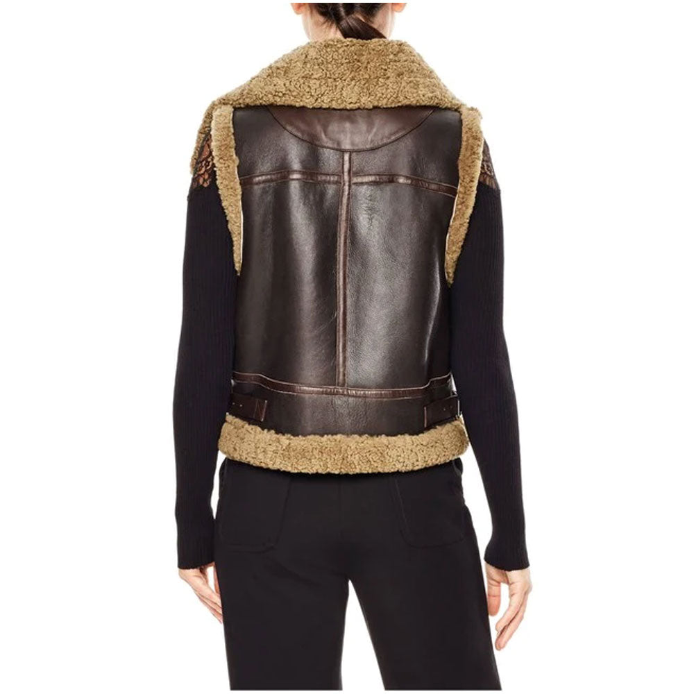 Women’s Dark Brown  Shearling Leather Vest