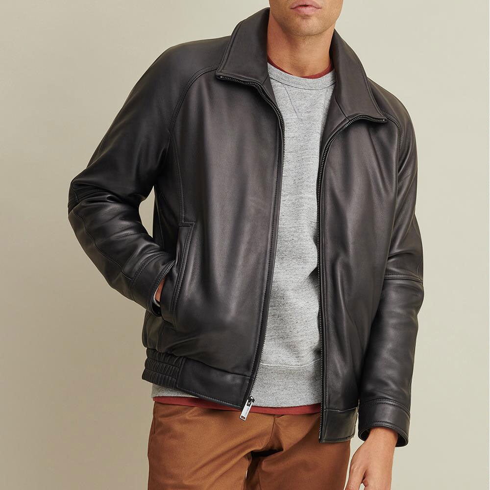 Lined Leather Bomber