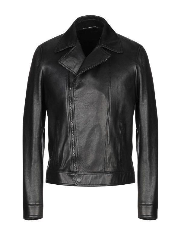 B3 Black Mens Style Sheepskin Leather Motorcycle Leather Biker Jacket