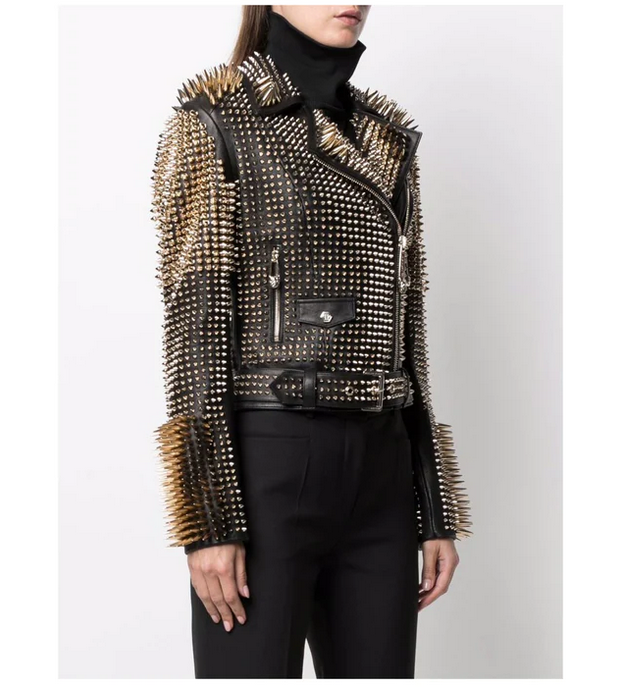 Spiked leather jacket