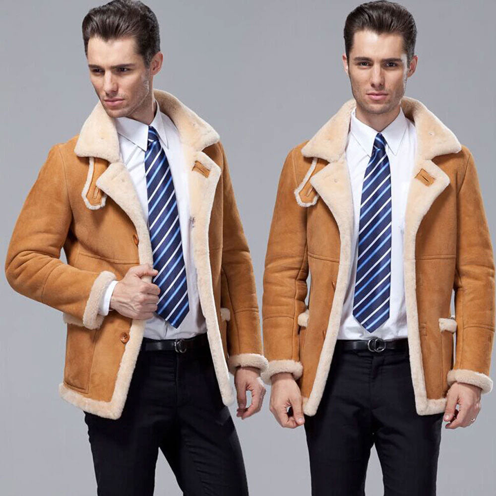Men's B3 Shearling Jacket Coat Long shearling Jacket