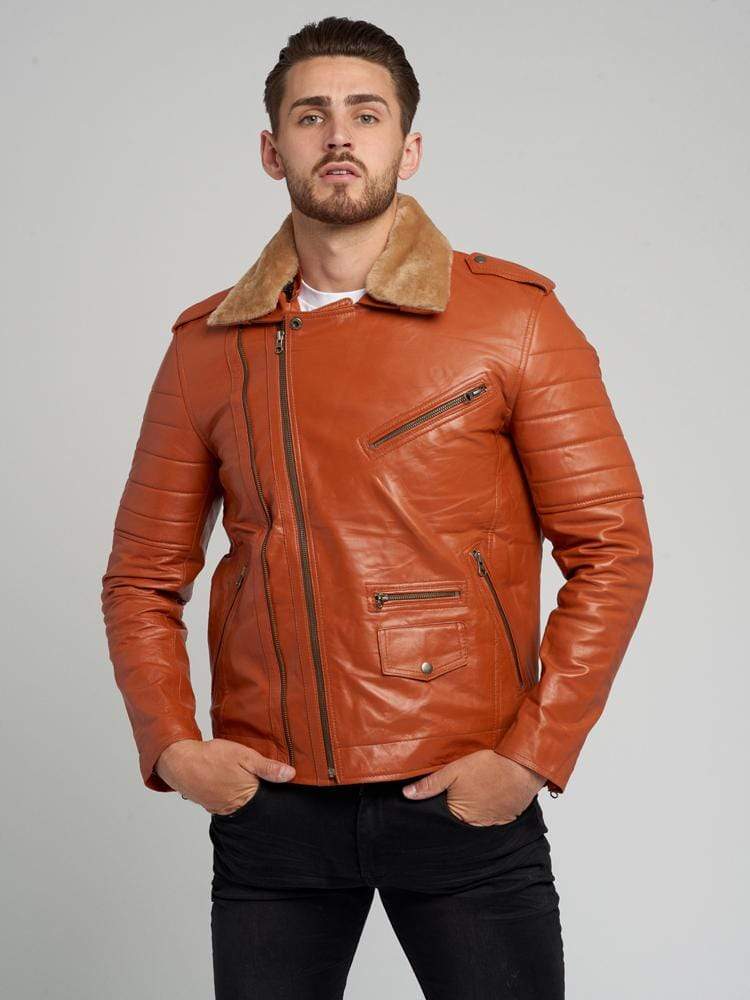 b3 bomber Fur shearling Collared Leather Jacket