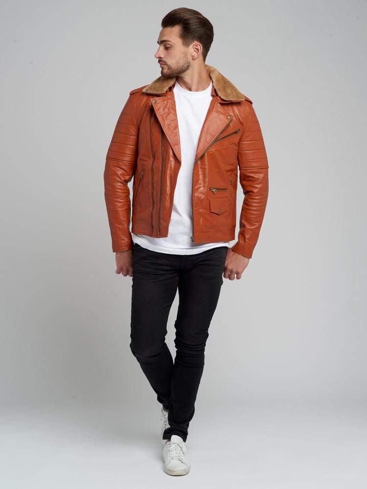 b3 bomber Fur shearling Collared Leather Jacket