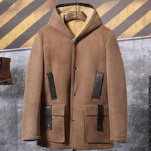 Men's Shearling Hooded Leather Trench Coat | Shearling Trench Coat