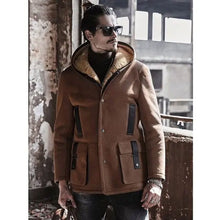Men's Shearling Hooded Leather Trench Coat | Shearling Trench Coat