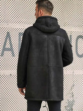 Outwear Winter Fur Coat Black Sheepskin Leather Overcoat