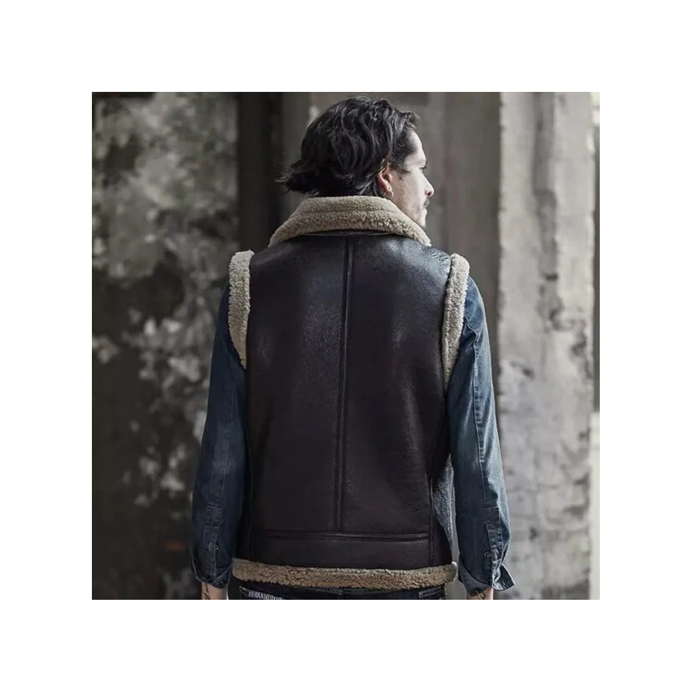 Men’s Classic B3 Dark Brown Leather Shearling Vest
