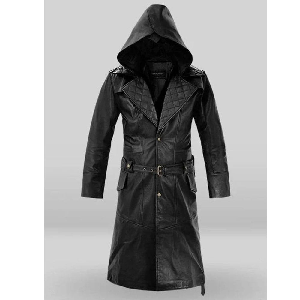 Mans Lambskin Trench coat with hoodie Boxer trench long Coat